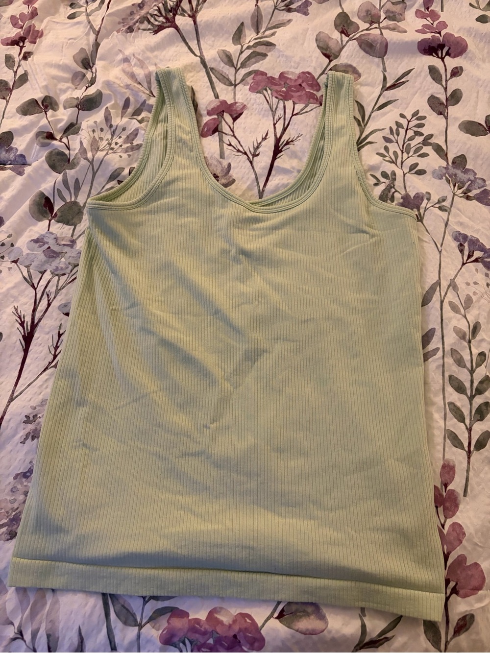 Athleta Light Green Ribbed Tank with Scoop Neck